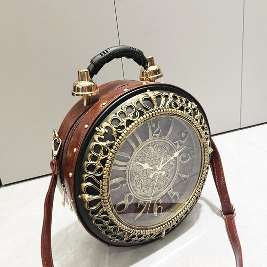 Vintage Pocket Watch Style Round Bag