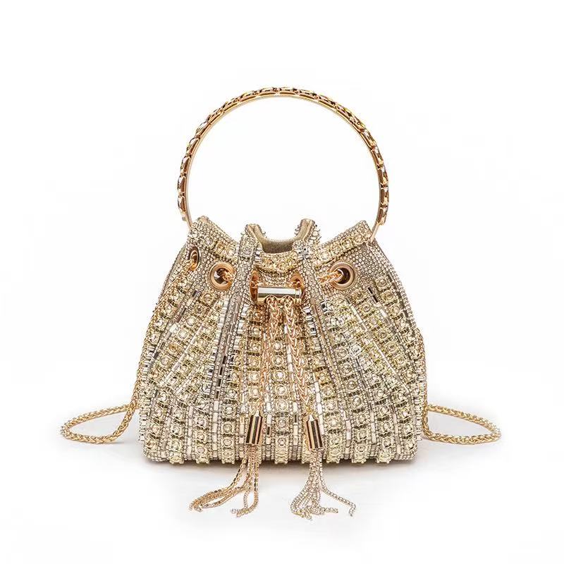 LuAri Luxury Rhinestone Bucket Cluthes for Evening Glam