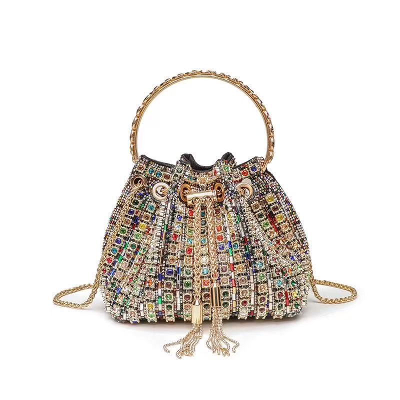 LuAri Luxury Rhinestone Bucket Cluthes for Evening Glam