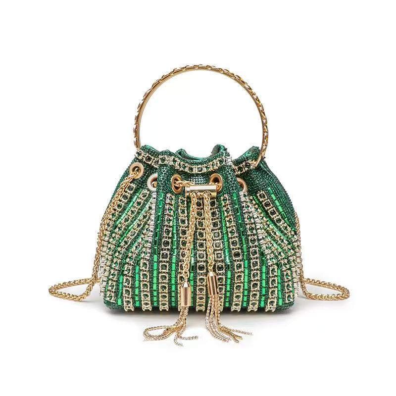 LuAri Luxury Rhinestone Bucket Cluthes for Evening Glam