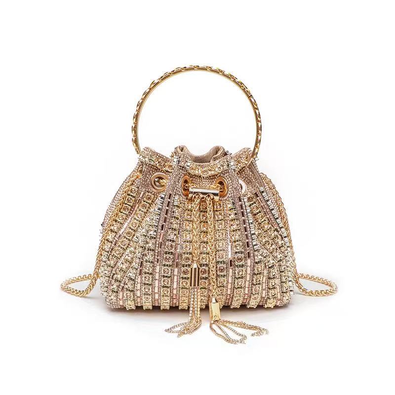 LuAri Luxury Rhinestone Bucket Cluthes for Evening Glam